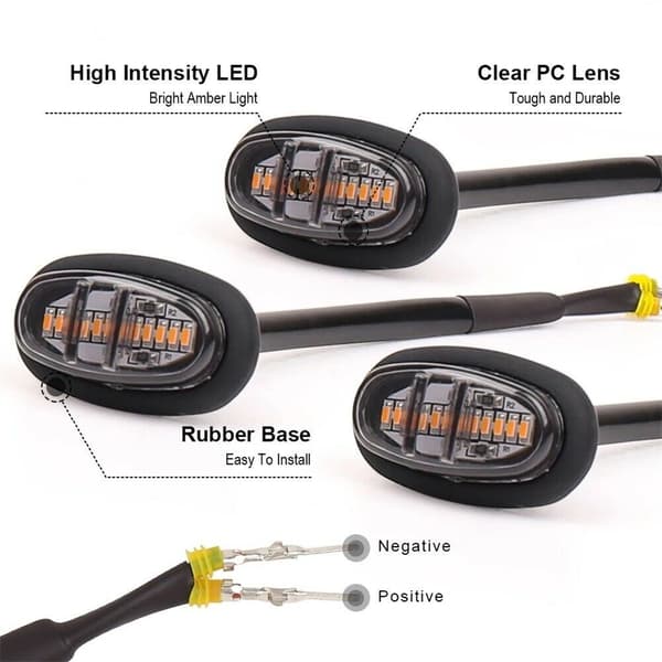 3 stk. Raptor Style Røgfarvede Linser Amber LED Forreste Grill Kørelys