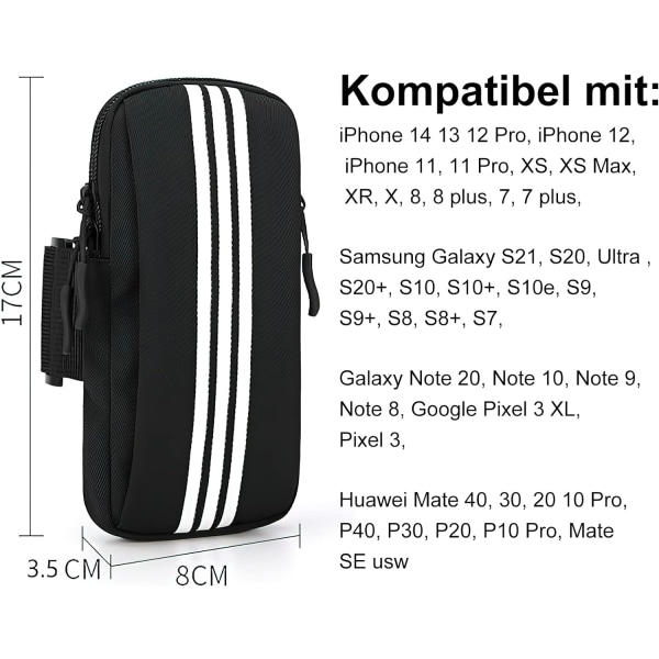 Sports Armbånd Mobiltelefonbeskyttelse Håndleddsbånd med Øretelefonhull