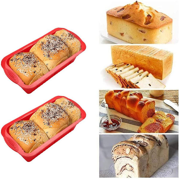 2 stk - Bakeware i silikon for brød og brødformer, rektangulær, ikke-klebende