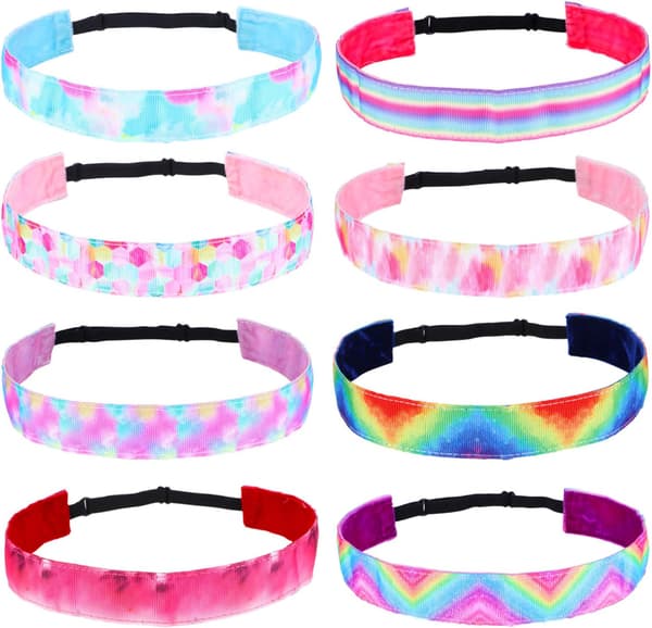8-pakks Hodebånd Tie Dye Hodebånd Jenter Barn Elastiske Bandanas Ikke