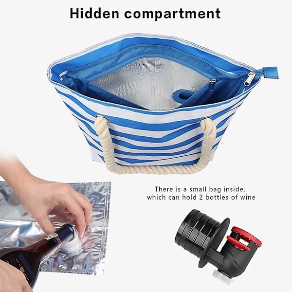 Strandväska i Canvas med Dold Dispenser - Vinflaska