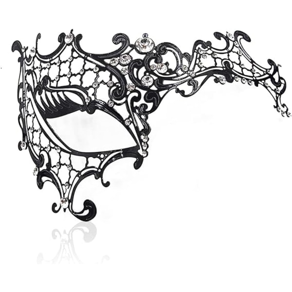 Maskerademaske for kvinner skinnende laserskåret metall Rhinestone-maske