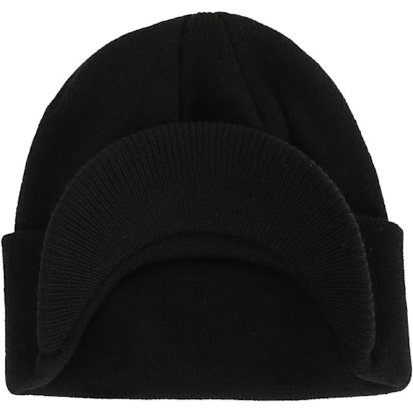 Mænds Vinter Beanie Hat med Skygge - Varmt Dobbelt Strikket Cuff Beanie Ca