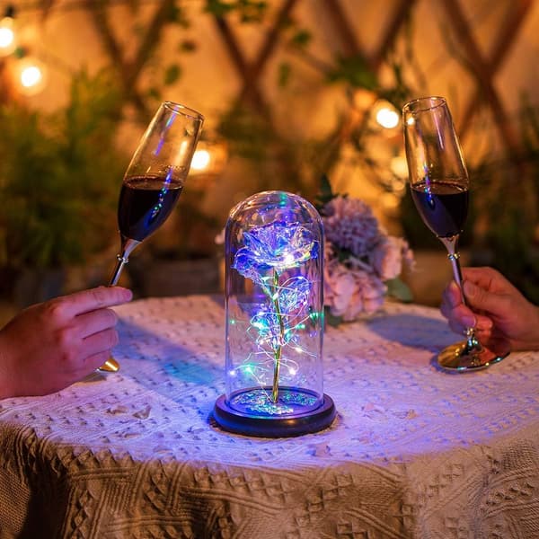 Led Enchanted Galaxy Rose Evig 24k Guldfolie Blomst Med Fe