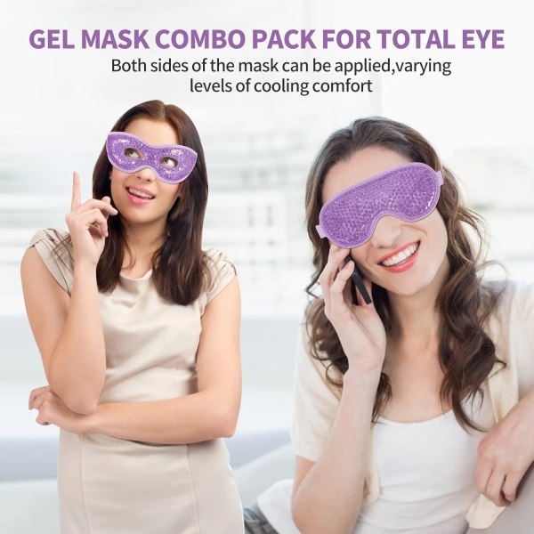 2ST Gel Eye Mask Återanvändbar Hot Cold Therapy Gel Bead Eye Mask för
