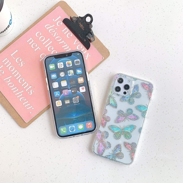 Kompatibel med iPhone 12 Pro Max case, glitterröd lila