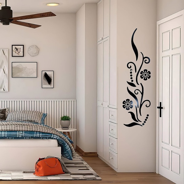 3D Blomma Akryl Väggdekal Svart för Sovrum Vardagsrum Soffa