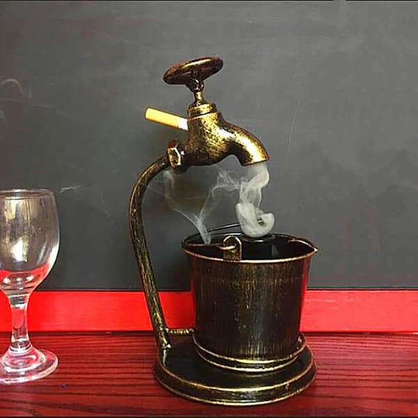 1 stycke retro järn kran askkopp personlig askkopp hem li