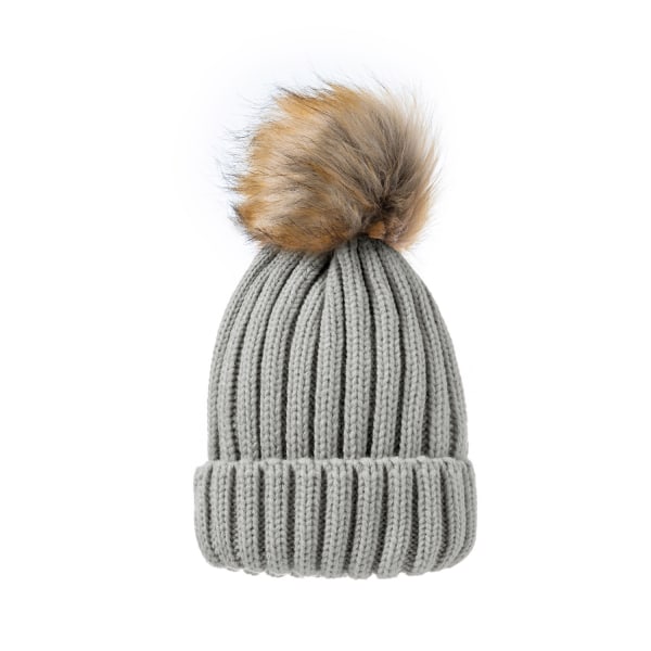 Harmaa Winter pipo hattu lämmin neulottu hattu set pään yksi pallo cap