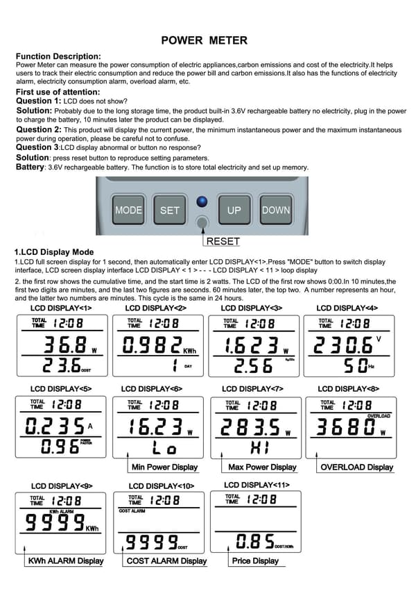 1 stk. US-standard Strømmåler Stik Afregningsstik Elect
