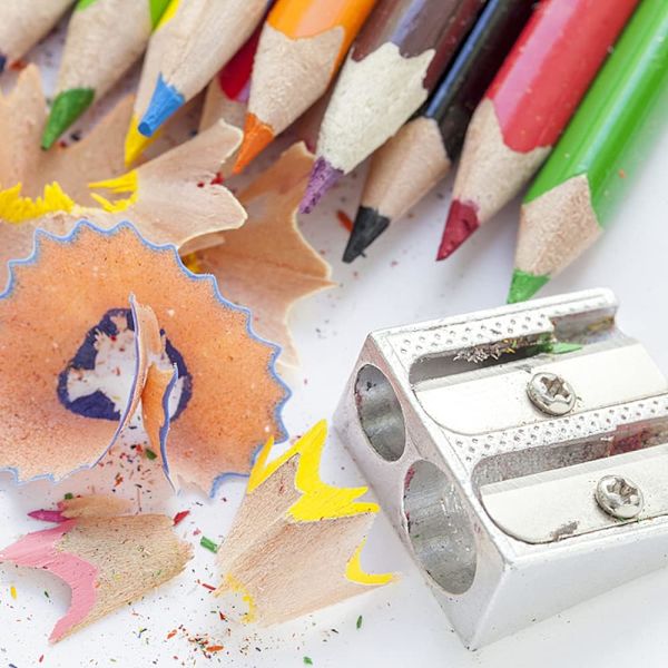 Sæt med 6 Dobbelt Hul Metal Blyantspidser Rektangulær Metal Pen