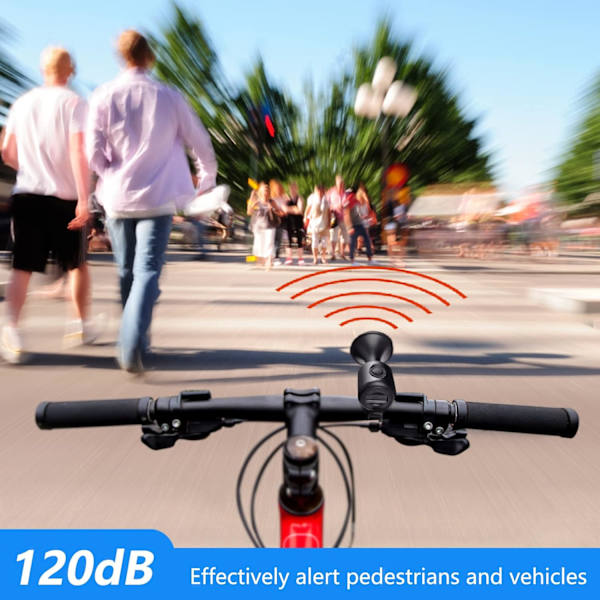 Elektrisk cykelhorn, 120dB elektronisk cykelklokke med 300mAh knapbatteri drevet/IPX4 vandtæt, høj cykelklokke til