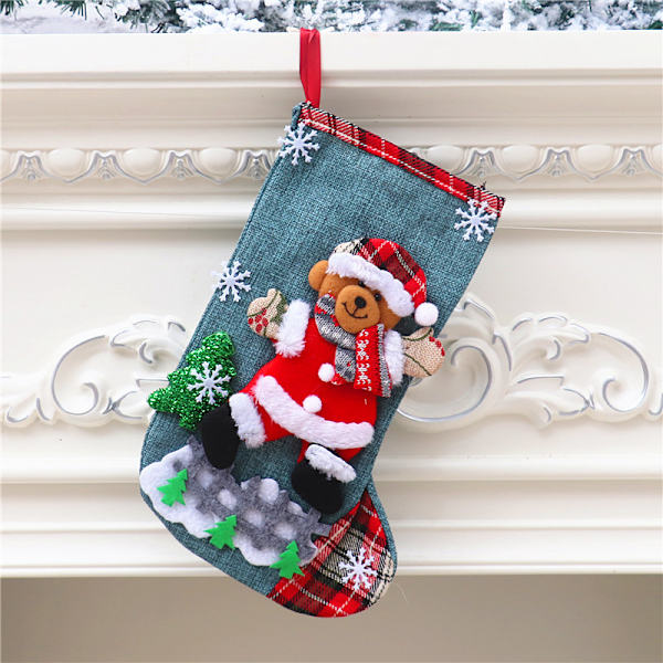 4 st julstrumpor presentpåse tomte snögubbe 3d plysch strumpa han