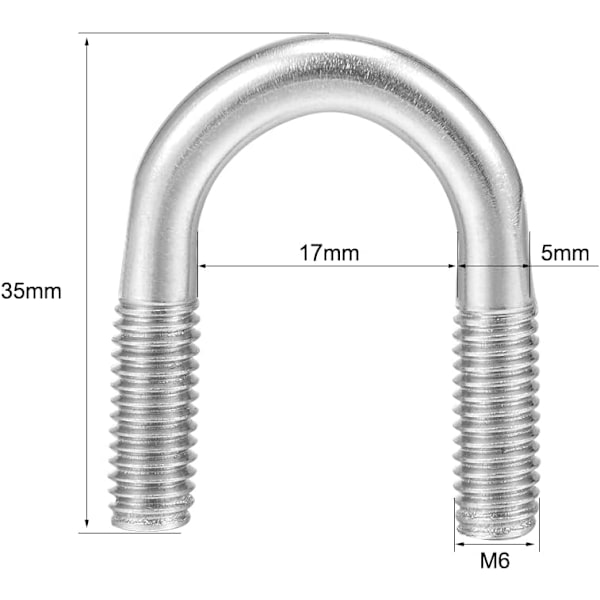 U-bolt fastgørelse M6 rustfrit stål 304 til 16 mm rør 5 stk
