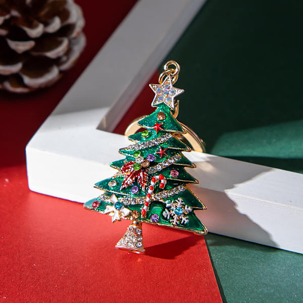 Rhinestone Nøglering Juletræ Nøglering Pung Taske Charm Penda