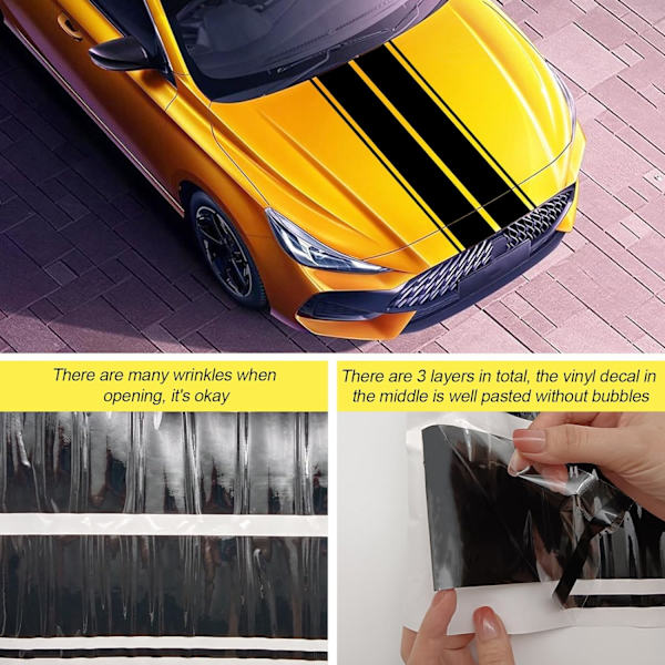 Dekal för bilhuv, universell racingremsa, vinyl M