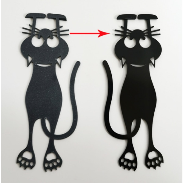 5 svarte puss utklippede bokmerker kattebokmerker