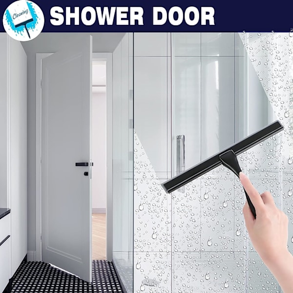 Dusj-squeegee, 10 tommer, stripeløs, matt svart squeegee, allsidig