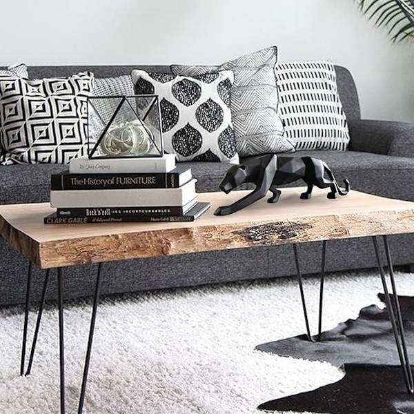 Sort Panther Skulptur Moderne Leopard Statue Geometrisk Dyr Re