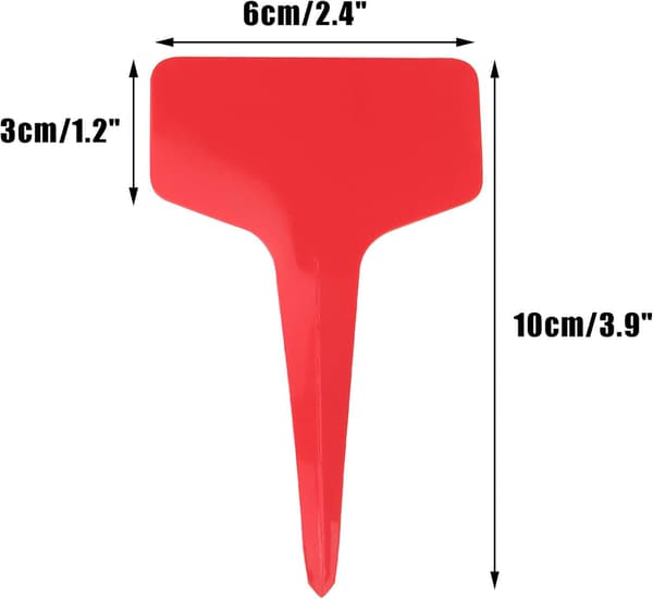 Plastplantmärken, 100-pack, Röda, 6 x 10 cm