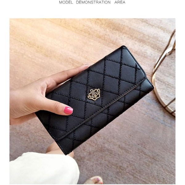 Dameveske - Myntlommebok - PU-lærveske - Lang Tri-Fold