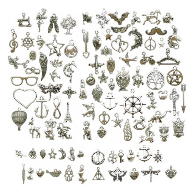 100 st Vintage Skelettnyckel Charm, Blandade Antik Stil