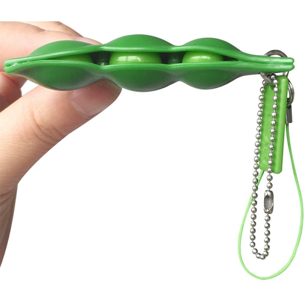 6 st Fidget Leksak Set, Edamame Nyckelring Squeeze-a-bean Sojabönor Eda