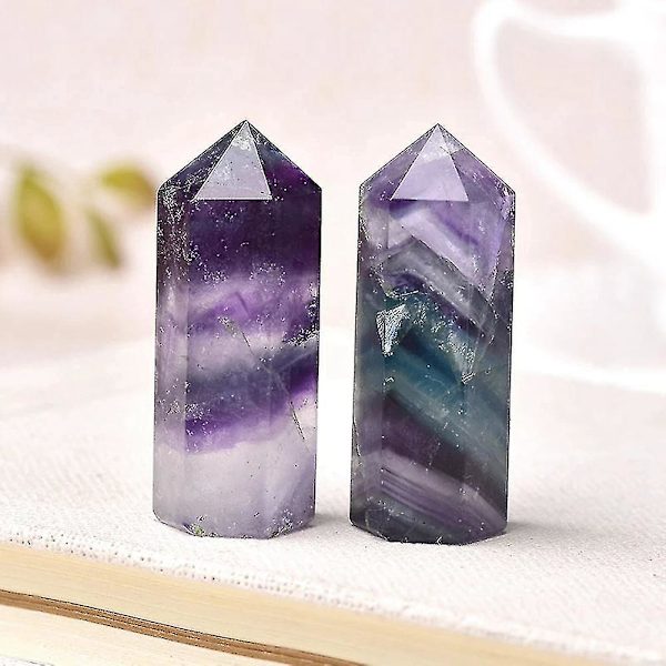 Naturlig fluorit Crystal Wand Reiki Healing Crystal Tower Hex DXGHC