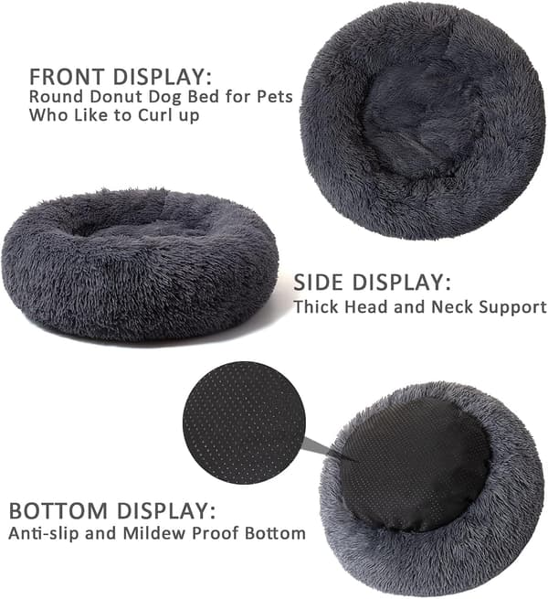 Kattsäng Donut Cuddler, 70 cm Mörkgrå Plysch Rund