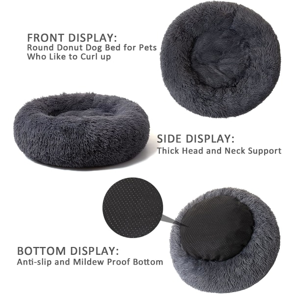 Kissankohtaus Donut-pehmuste, 50 cm Tummanharmaa Pehmeä Pyöreä