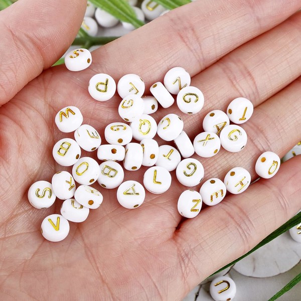 （200pcs) Acrylic Beads Letter Alphabet Round Beads Charm Beads Ac