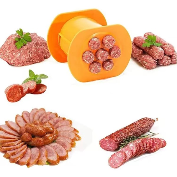 one press cevapcici Sausage Maker Stuffer, 7 Sausages at Once Press Handmade Hot Dog Meat Strip Machine Molds Non Stick