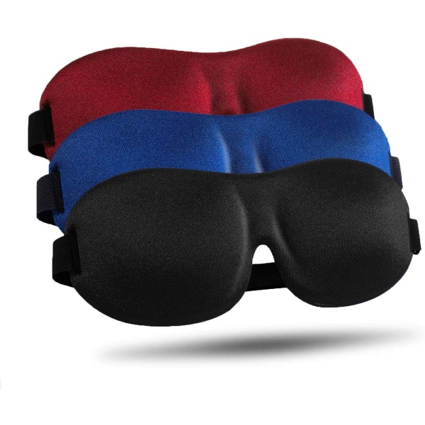 Pack of 3 Sleep Mask for Side Sleeper, Black & Blue & Red Blackou