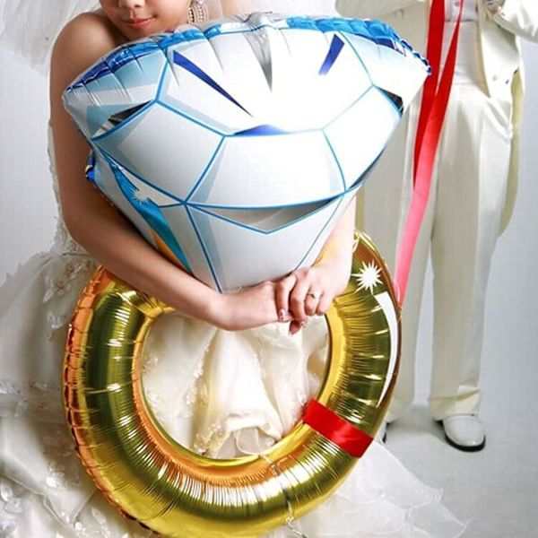 2 stk. Gull Forlovelsesring Ballong - Kjempe Ring Ballong Oppblåsbar