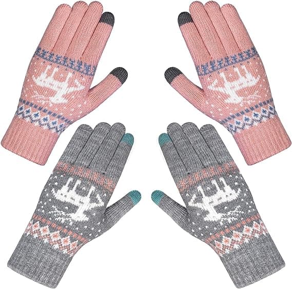 2 Par Dame Vinter Touchscreen Handsker Varme Strikket Termisk Handsker