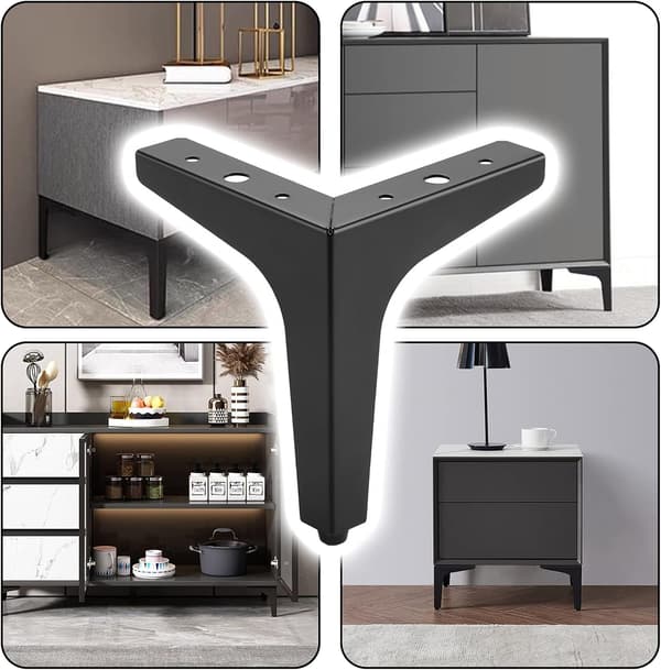 Sett med 2 Moderne Metallmøbelbein, Trekantform, Skap, Sofa