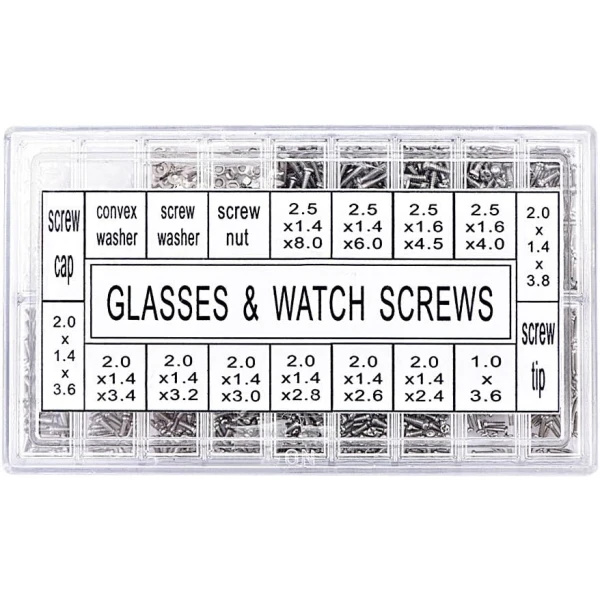 1000 st Micro Eyeglasses Forma Mini Solglasögon Sortiment Skruv Klocka Mutter Reparationssats För Rostfritt Stål Skruvar
