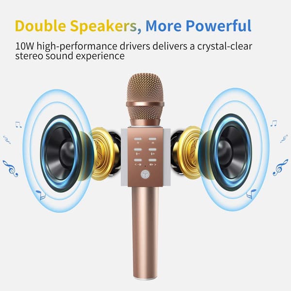 Trådløs Bluetooth Karaoke Mikrofon, 10W Større Lydstyrke, Mere Ba