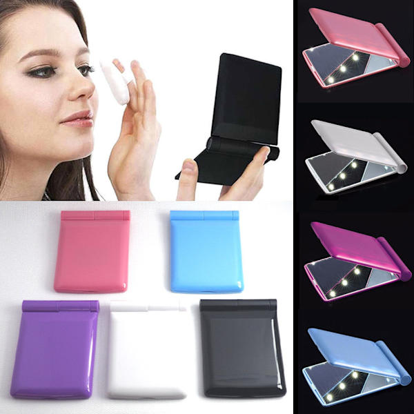 Kosmetisk Spejl Med LED-Lys, Glas Foldbart Makeup Spejl Til