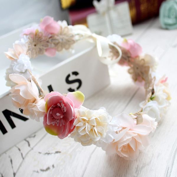 Dam Blomma Hårband Blomsterkrona Hårkrona Boho Bröllop