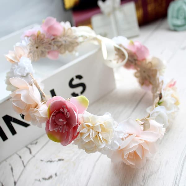 Hårbånd med blomster for damer, blomsterkrone, hårkrone, boho-bryllup