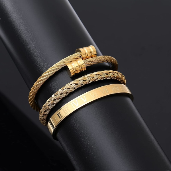 Armbånd i rustfritt stål for menn Gull romertall armbånd