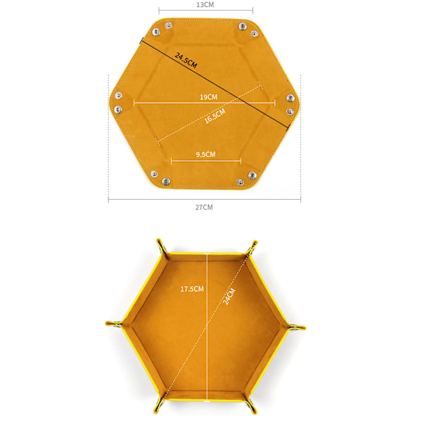 2 stk terningbrett PU lær terningbrett sammenleggbart sekskantbrett terningholder for terningspill som RPG, DND og andre brettspill (