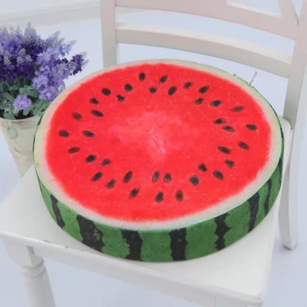 Plushkudde i Fruktform Mjuk Rund Heminredning Leksak Vattenmelon (3