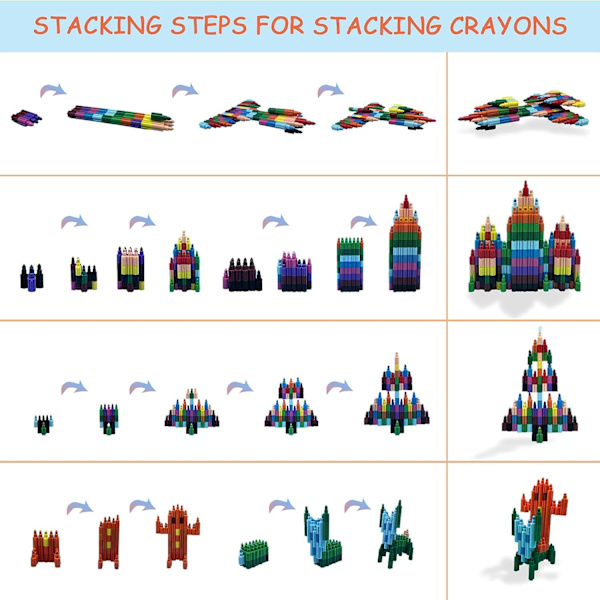 10 stk. Stabelbare voksfarveblyanter til børn 12 i 1, perfekt som