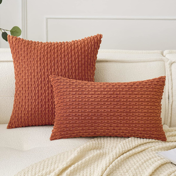 Höstbrända Orange Kuddfodral 18x18 Tum Set om 2 Dekorativa
