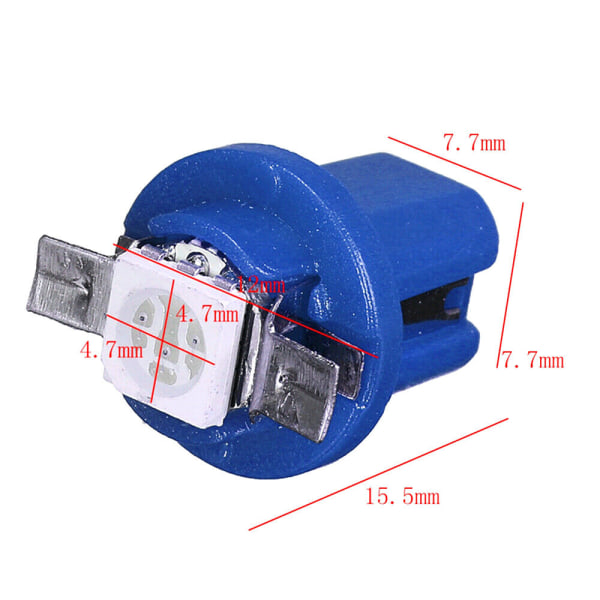 10 stk T5 B8.5D 5050 SMD Blå Bil LED Instrumentlys