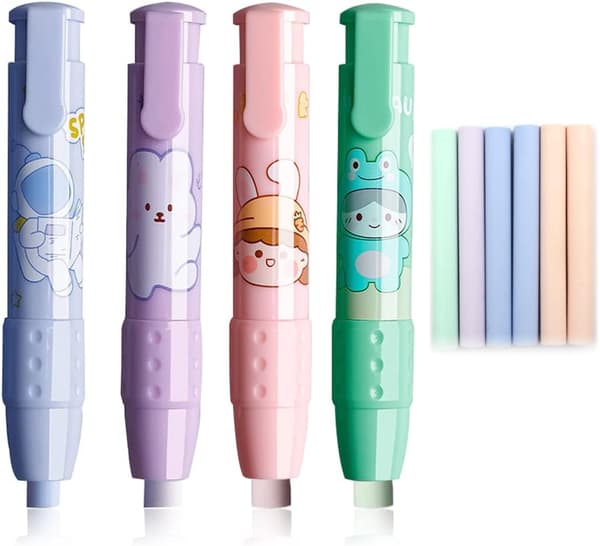 4-pack Utdragbar Suddgummi med 4 Påfyllningsgummin, Söt Penna-formad E
