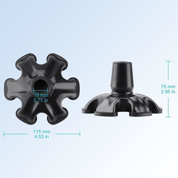 Antislip Gummi til Standard Vandrestok med 19 mm Diameter, Udskiftning