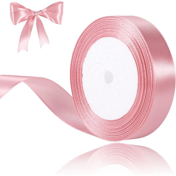 Pink satinbånd, 2 cm x 22 m gavebånd dobbeltsidet satin R DXGHC